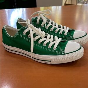 Converse Green Canvas Shoes with White Laces